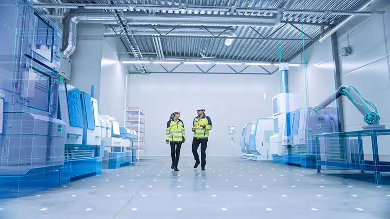 Inspectors assessing Electrostatic Protected Area (EPA) in manufacturing facility - Bondline