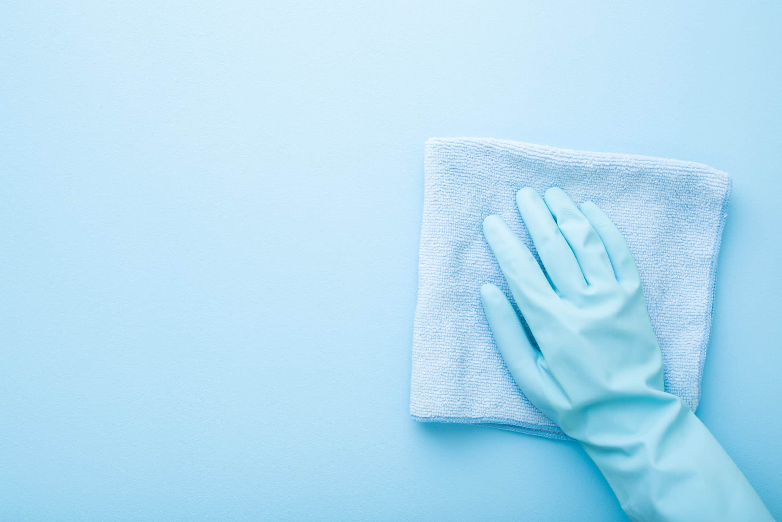 Hand,In,Rubber,Protective,Glove,Wiping,Table,,Wall,Or,Floor