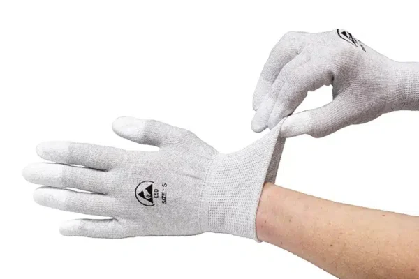 GT ESD Glove With Coated Fingertips Showing Elastic Wrist - Bondline Electronics Ltd