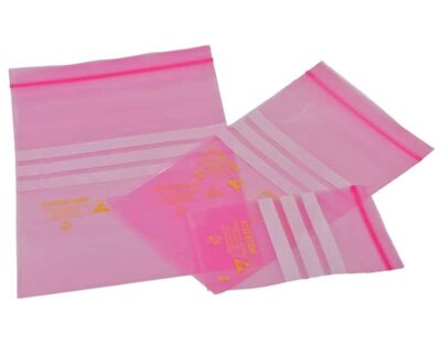 Pink antistatic bags - loc top resealable bag - Bondline Electronics Ltd