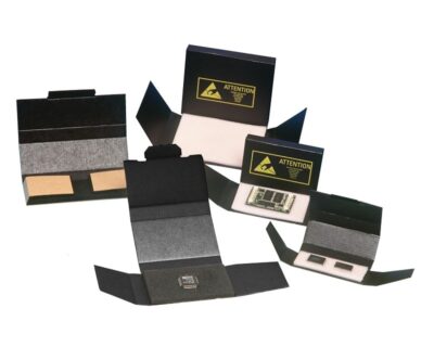 Close-up of ESD-sensitive microchip protected by static control
