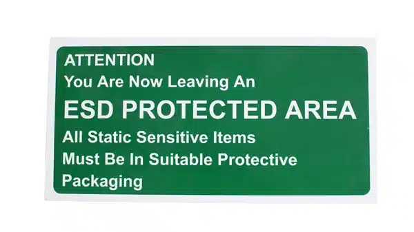 S315G Green ESD Warning Sign for ESD Protected Areas from Bondline Electronics Ltd