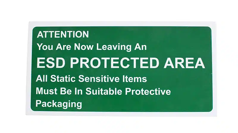 S315G Green ESD Warning Sign for ESD Protected Areas from Bondline Electronics Ltd